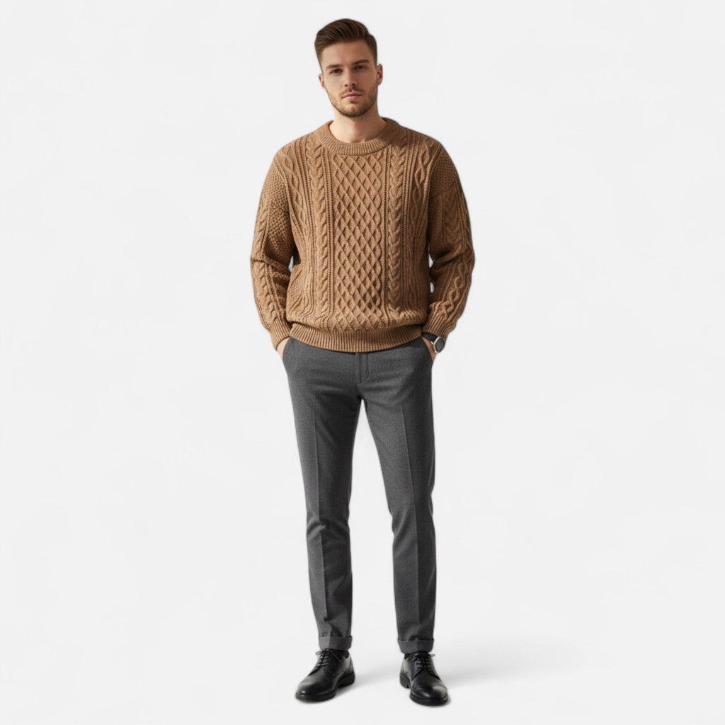 Men's Cable Knit Crew Neck Sweater