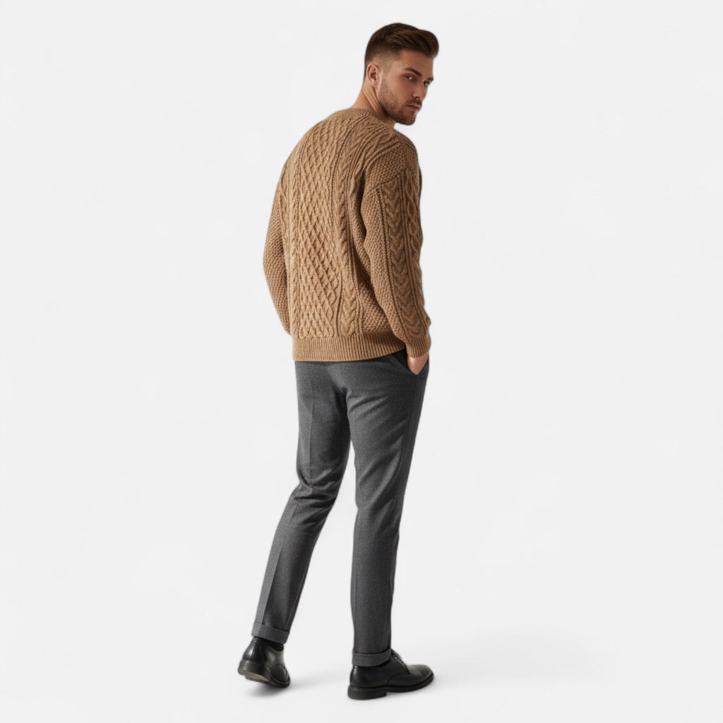 Men's Cable Knit Crew Neck Sweater