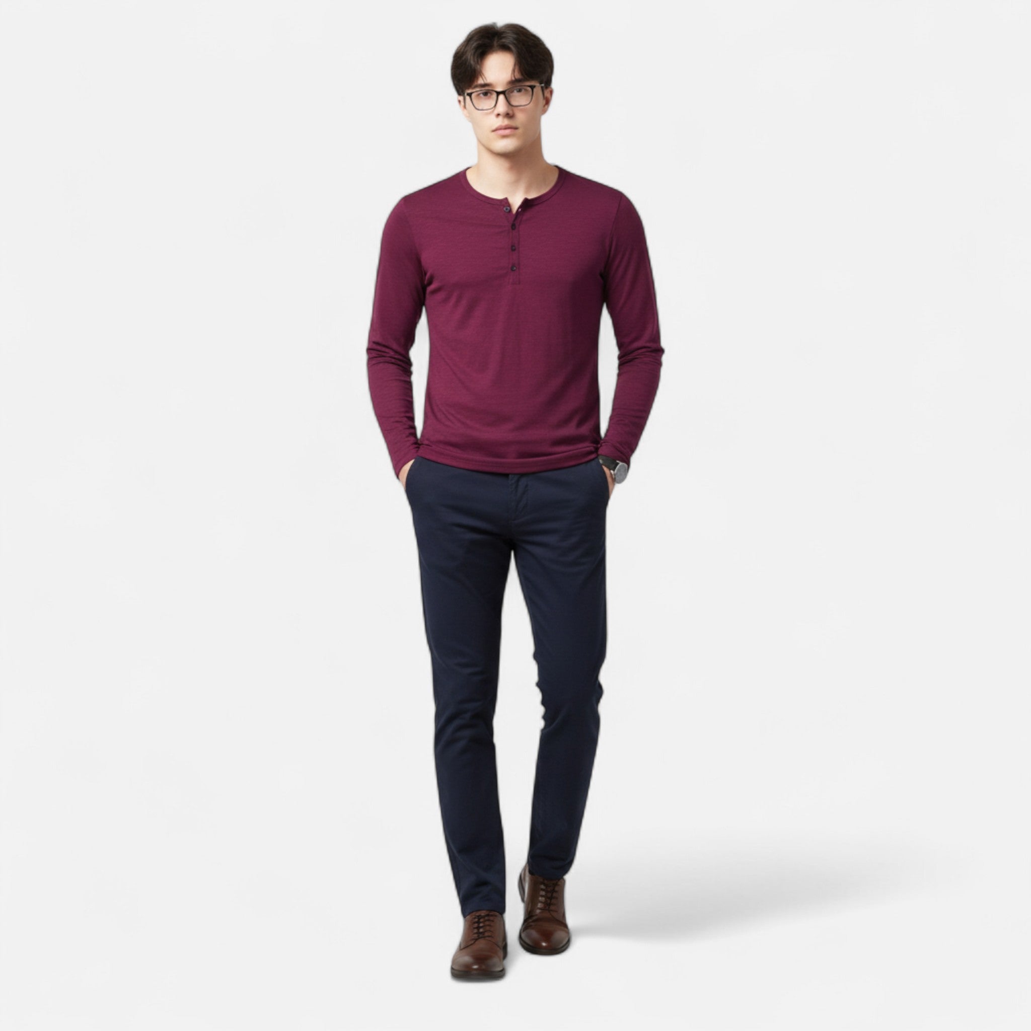 Men's Long Sleeve Henley Shirt