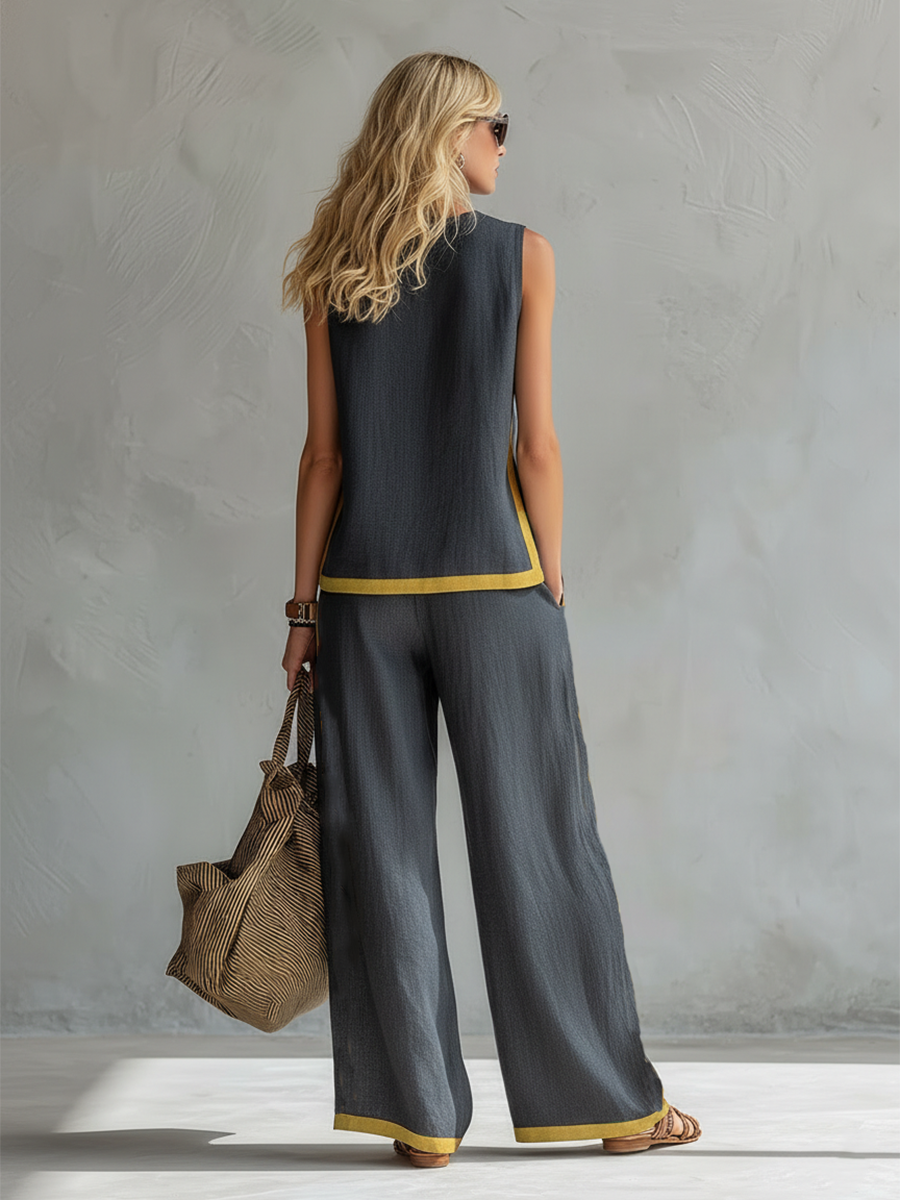 Women’s Pant Set with Contrast Trim