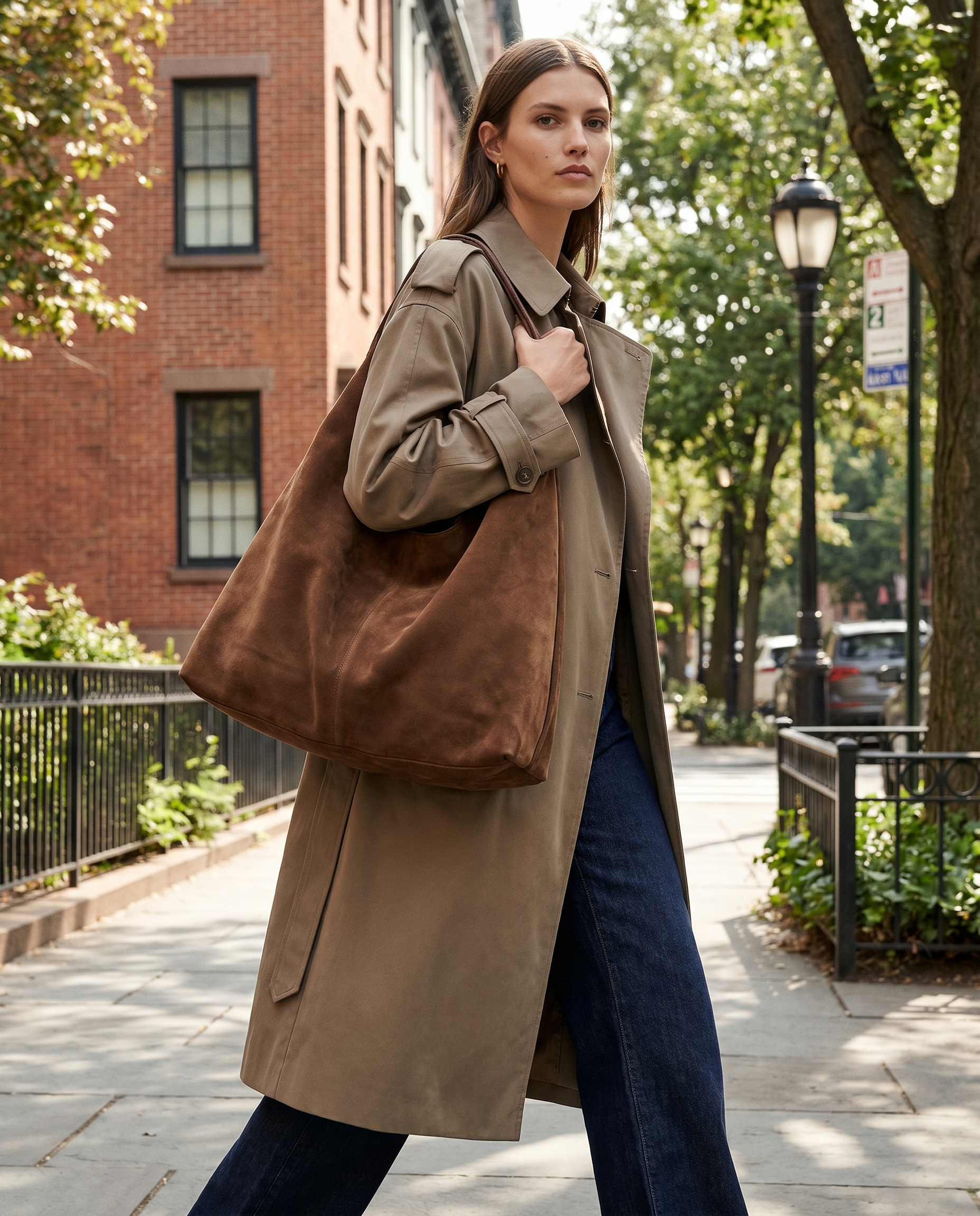 Women's Large Suede Hobo Shoulder Bag