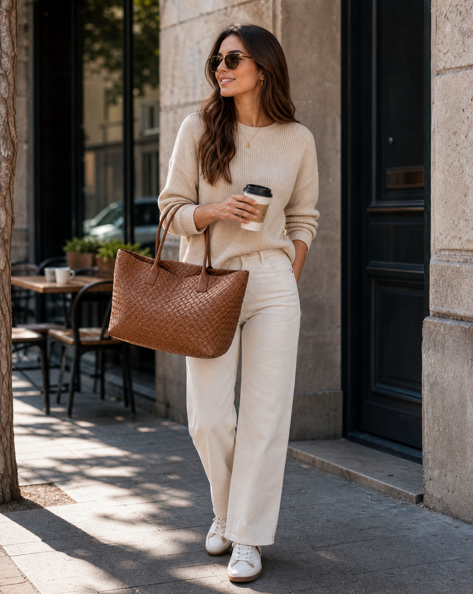 Women's Large Woven Tote Shoulder Bag