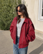 Women’s Oversized Zip-Front Bomber Jacket