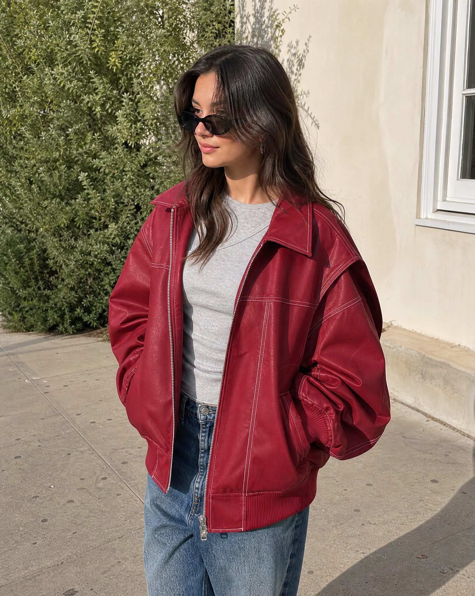 Women’s Oversized Zip-Front Bomber Jacket