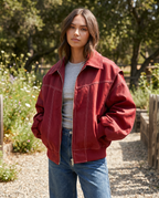 Women’s Oversized Zip-Front Bomber Jacket