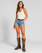 Women's Sunflower Embroidered Western Boots