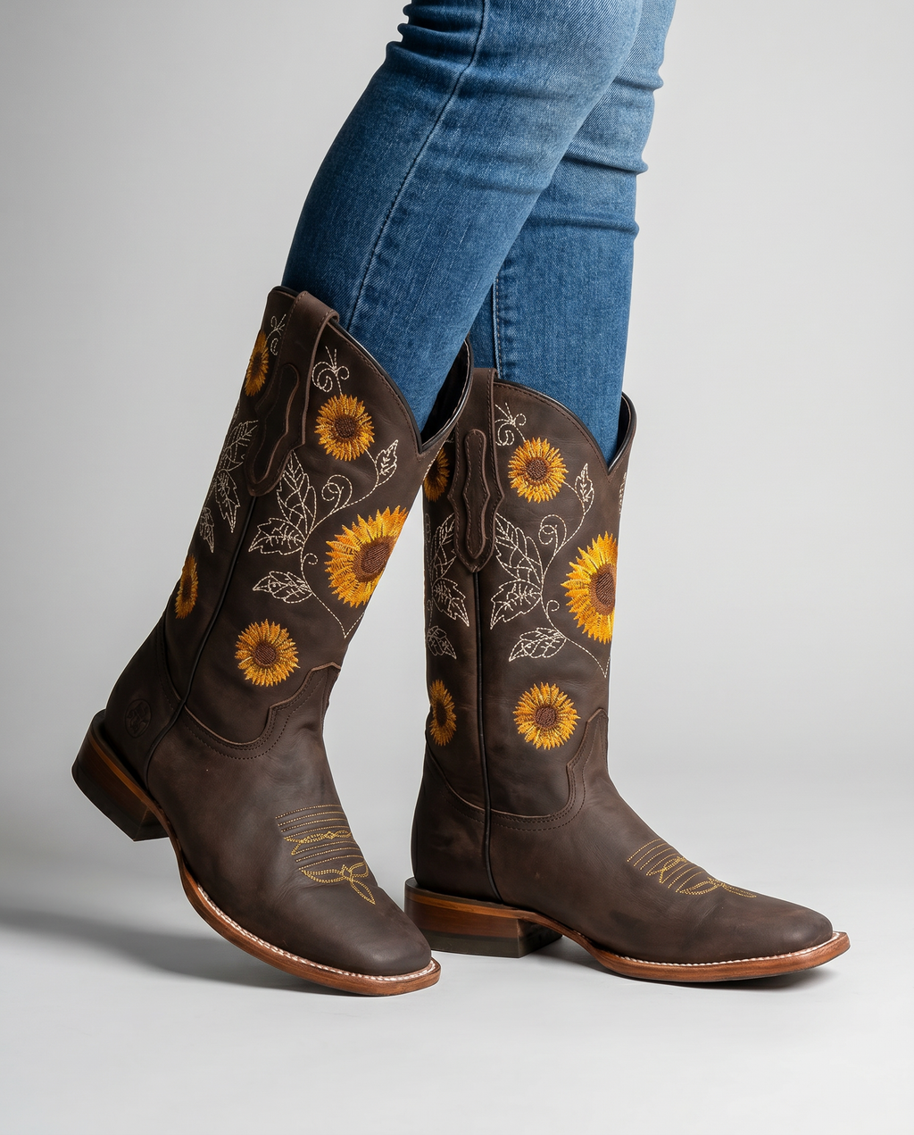Women's Sunflower Embroidered Western Boots