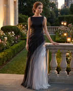 Women's Draped Sleeveless Evening Maxi Dress