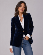 Women’s Single-Button Velvet-Look Blazer
