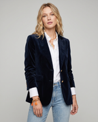 Women’s Single-Button Velvet-Look Blazer