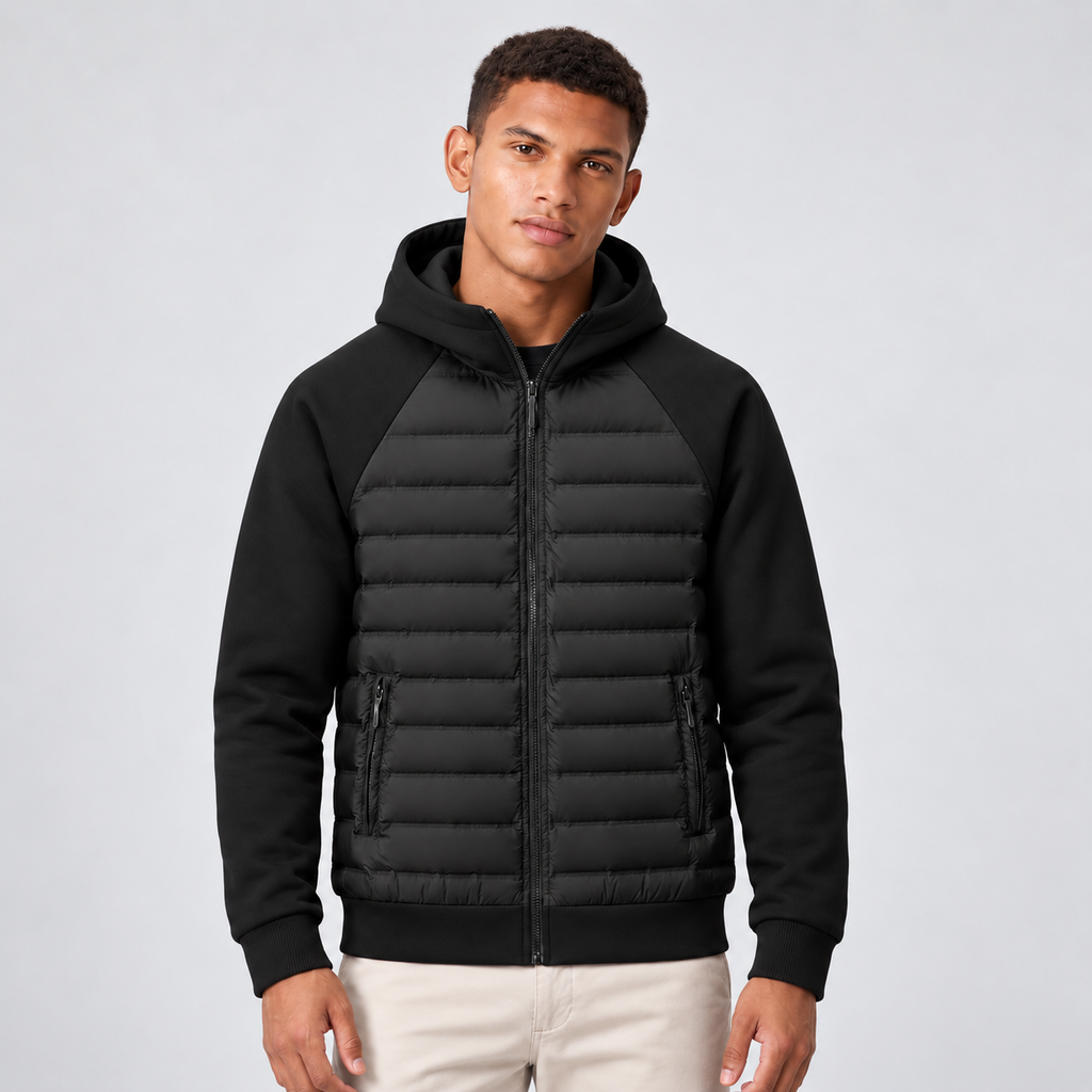 Men's Hooded Quilted Zip-Up Jacket