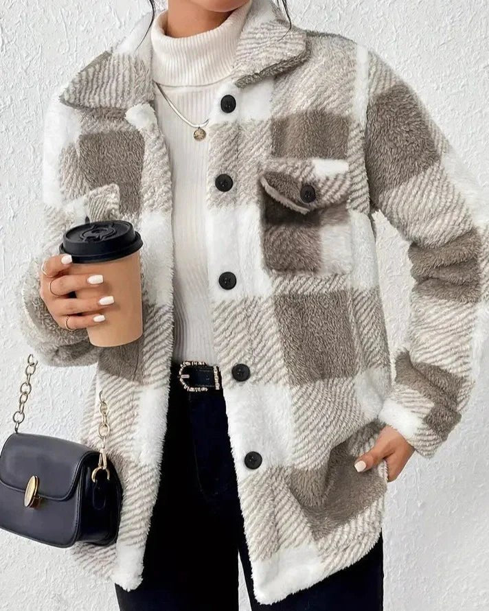 Women’s Textured Plaid Shirt Jacket
