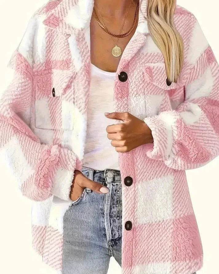 Women’s Textured Plaid Shirt Jacket