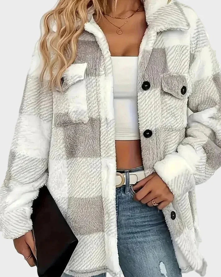 Women’s Textured Plaid Shirt Jacket
