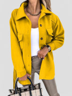 Women's Button-Front Shirt Jacket with Chest Details