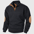 Men’s Stand Collar Elbow Patch Sweater