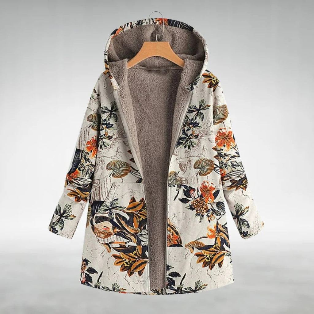 Women’s Floral Print Hooded Longline Jacket