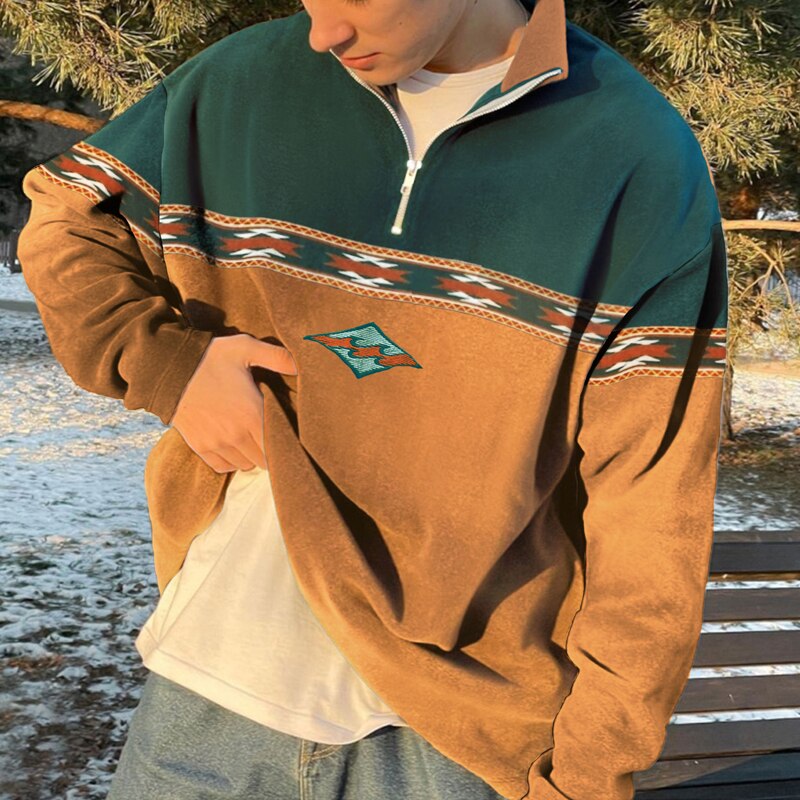 Men’s Quarter Zip Patterned Pullover