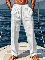 Men's Relaxed Fit Drawstring Linen Pants