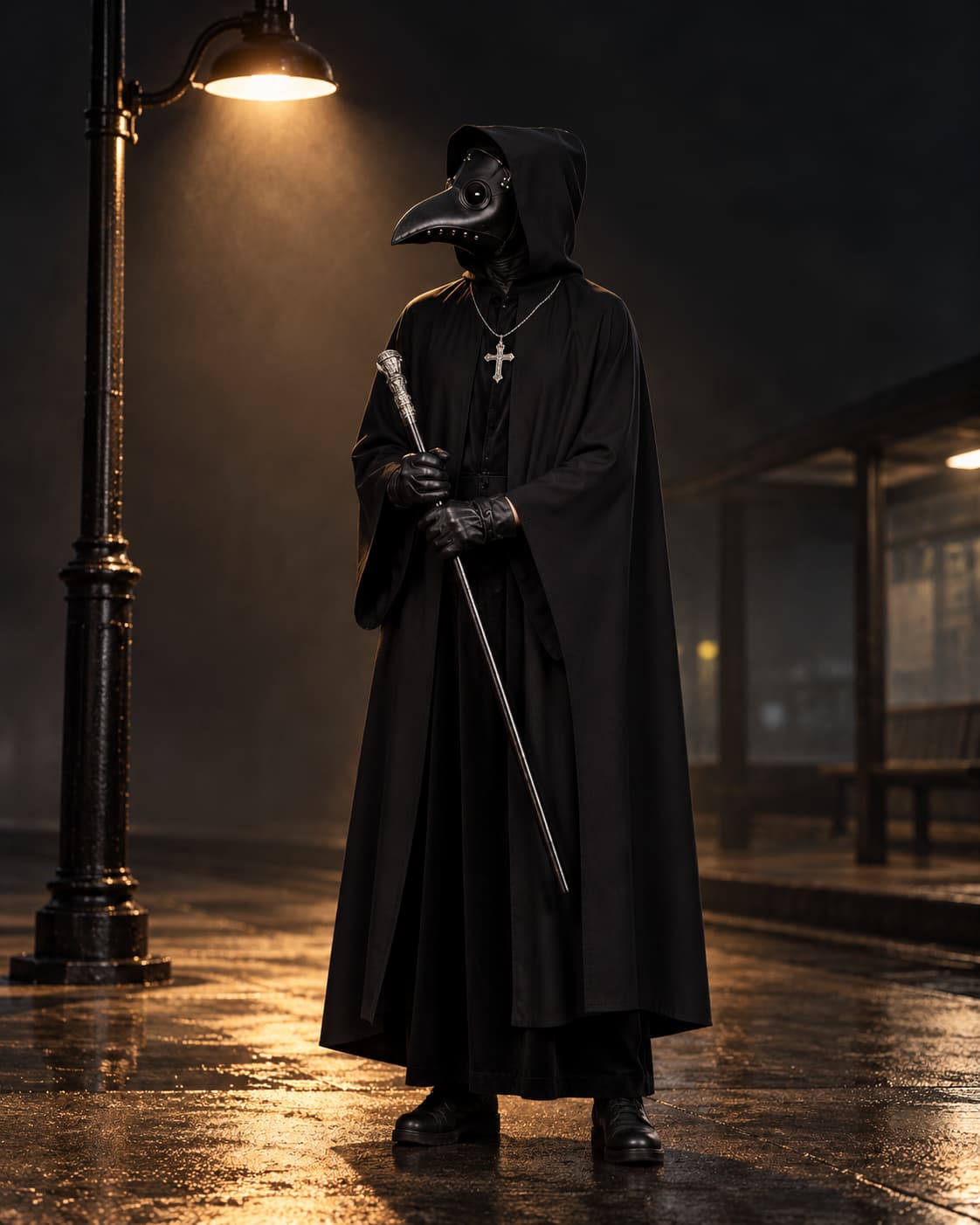 Halloween Plague Doctor Costume with Beak Mask