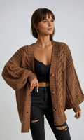 Women's Oversized Cable Knit Cardigan