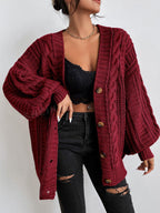 Women's Oversized Cable Knit Cardigan