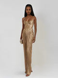 Women’s Pleated Bustier Maxi Dress