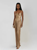 Women’s Pleated Bustier Maxi Dress