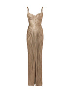 Women’s Pleated Bustier Maxi Dress
