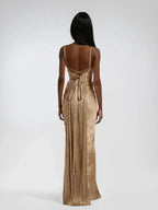 Women’s Pleated Bustier Maxi Dress