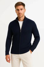 Men's Ribbed Full-Zip Knit Sweater