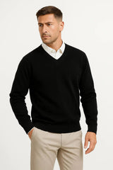 Men's V-Neck Long Sleeve Knit Sweater