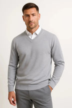 Men's V-Neck Long Sleeve Knit Sweater