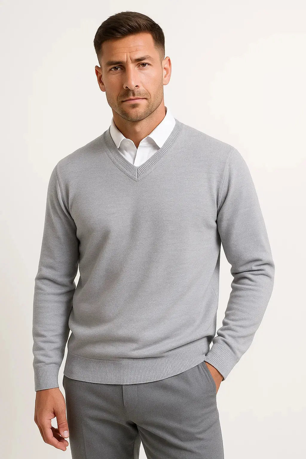 Men's V-Neck Long Sleeve Knit Sweater