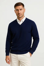 Men's V-Neck Long Sleeve Knit Sweater