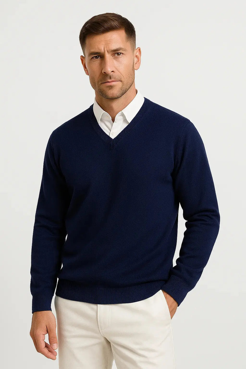 Men's V-Neck Long Sleeve Knit Sweater