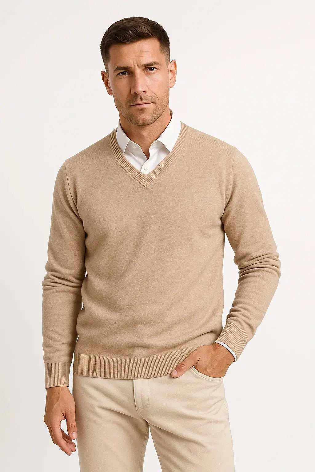 Men's V-Neck Long Sleeve Knit Sweater
