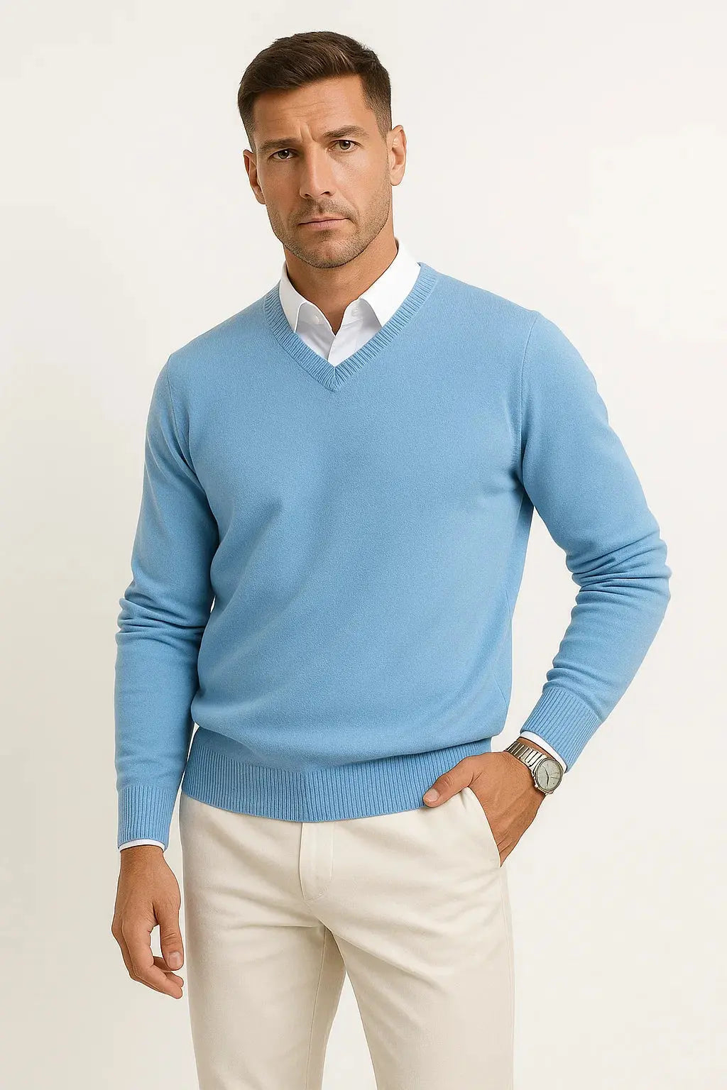 Men's V-Neck Long Sleeve Knit Sweater