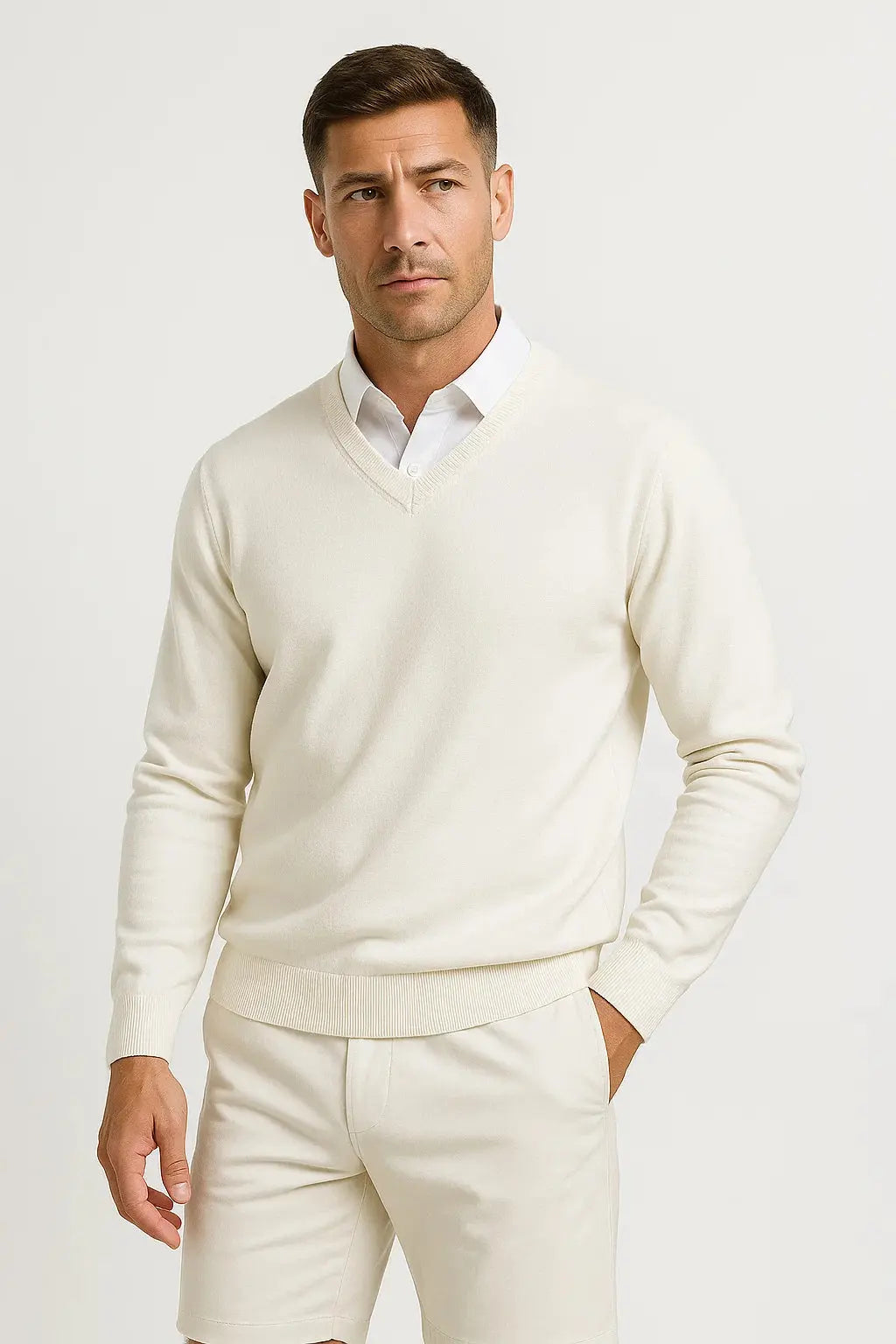 Men's V-Neck Long Sleeve Knit Sweater