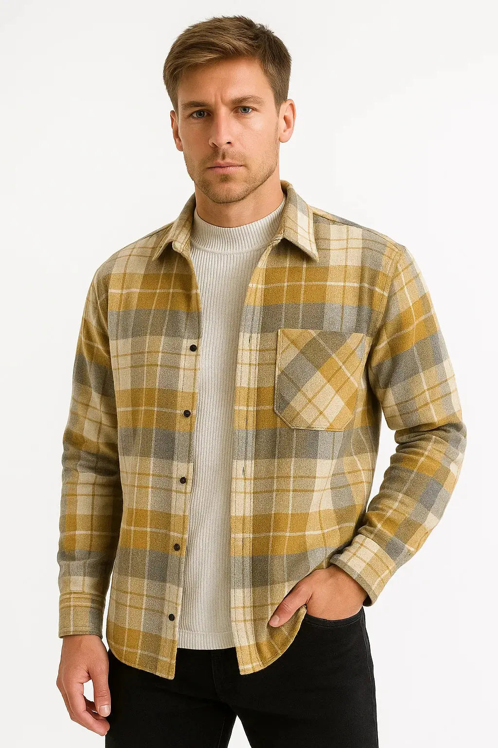 Men’s Plaid Long Sleeve Overshirt