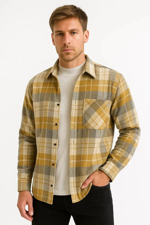 Men’s Plaid Long Sleeve Overshirt