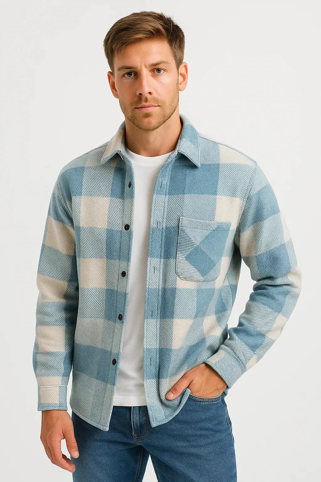 Men’s Plaid Long Sleeve Overshirt