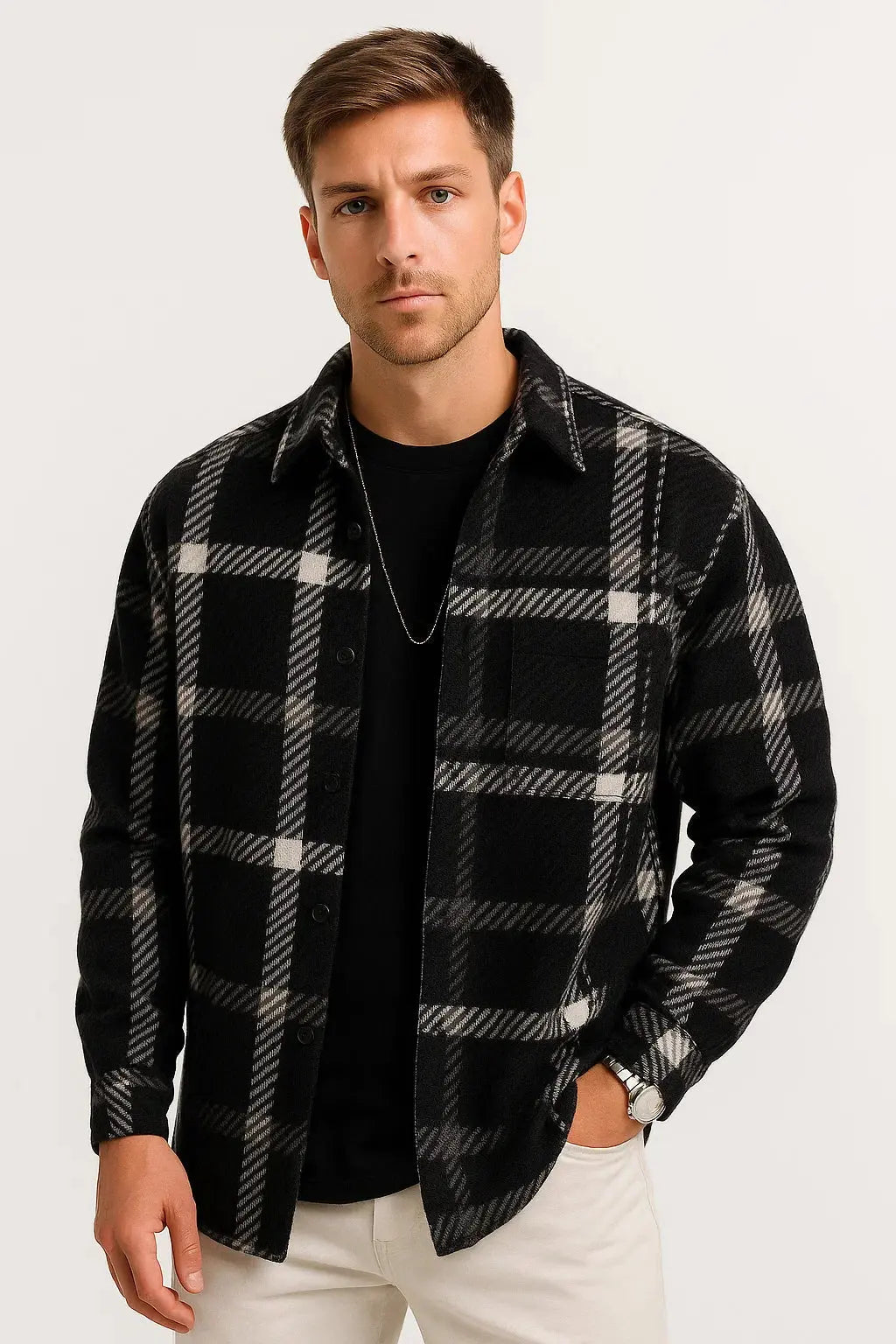 Men’s Plaid Long Sleeve Overshirt