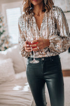 Women's Wrap Front Sequin Blouse