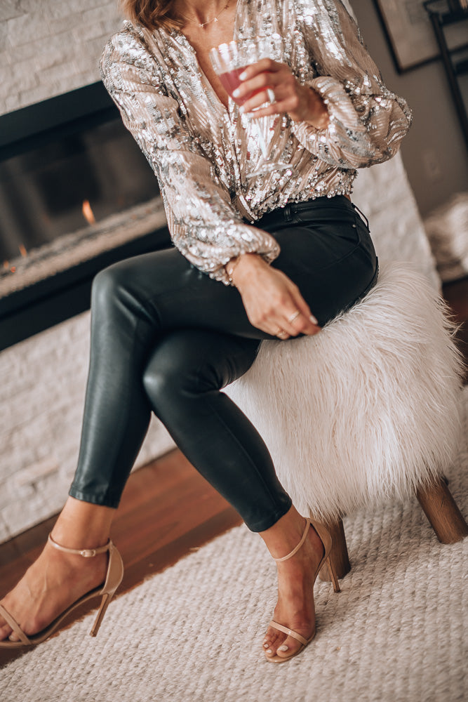 Women's Wrap Front Sequin Blouse