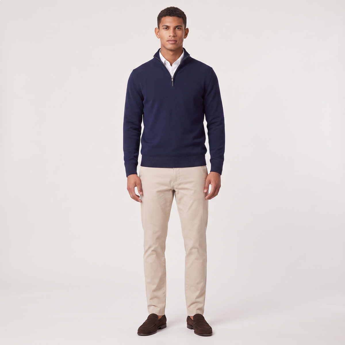 Men’s Quarter-Zip Knit Sweater with Stand Collar