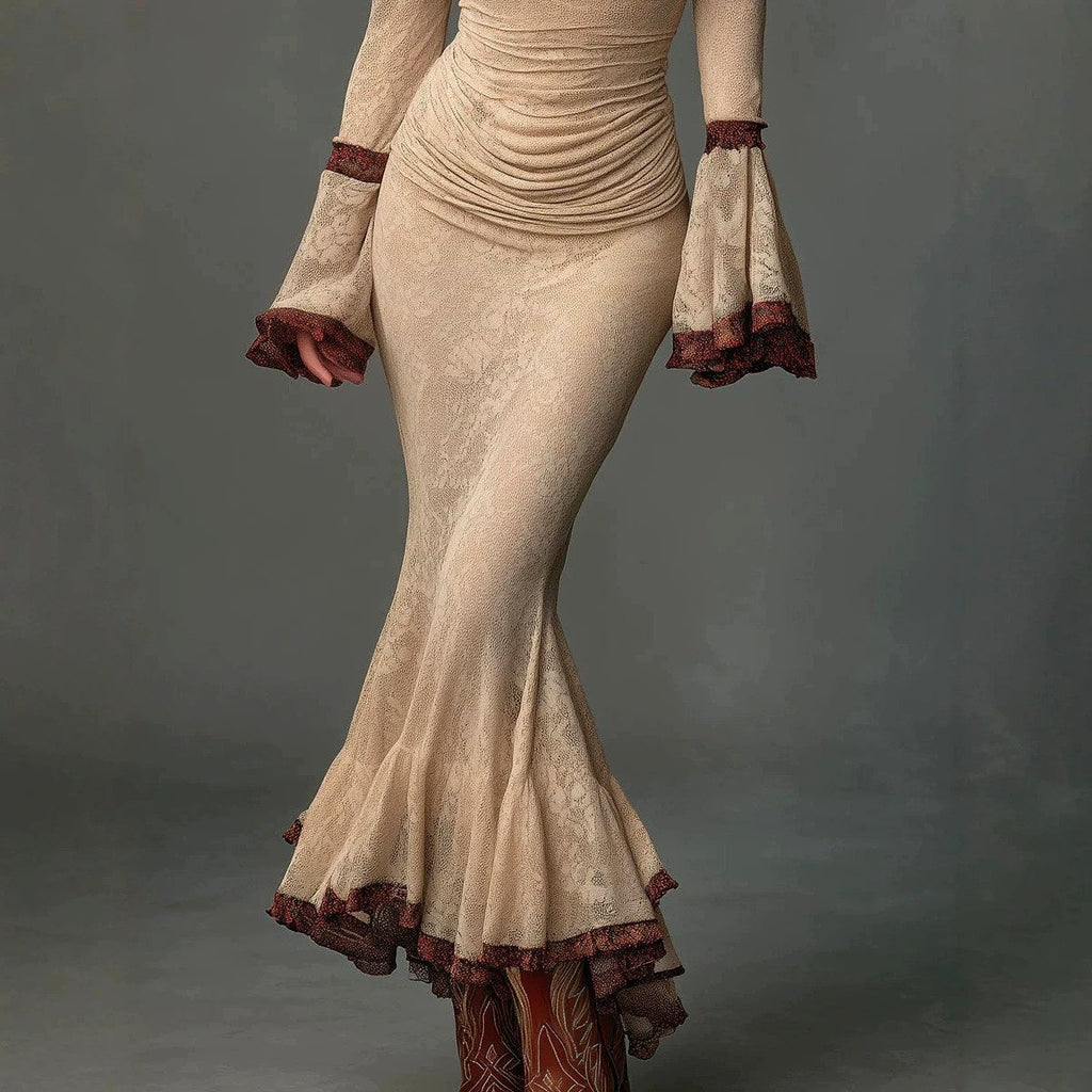 Women’s Cowl Neck Flared Maxi Dress