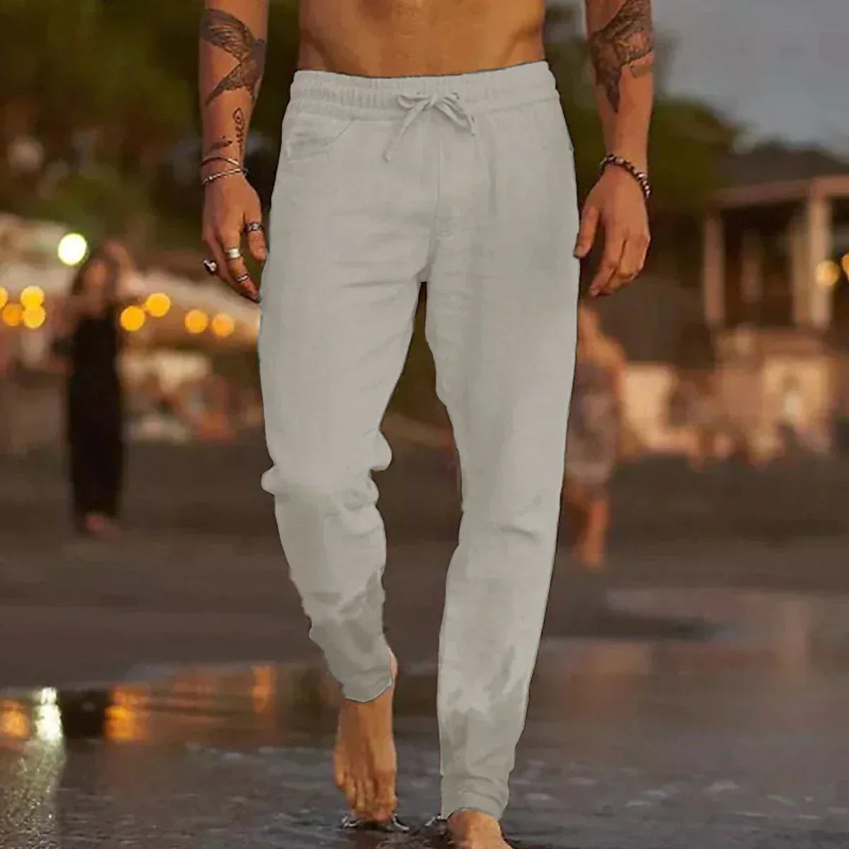 Men's Casual Linen Jogger Pants