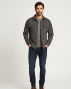 Men’s Button-Up Shirt Jacket with Chest Pockets