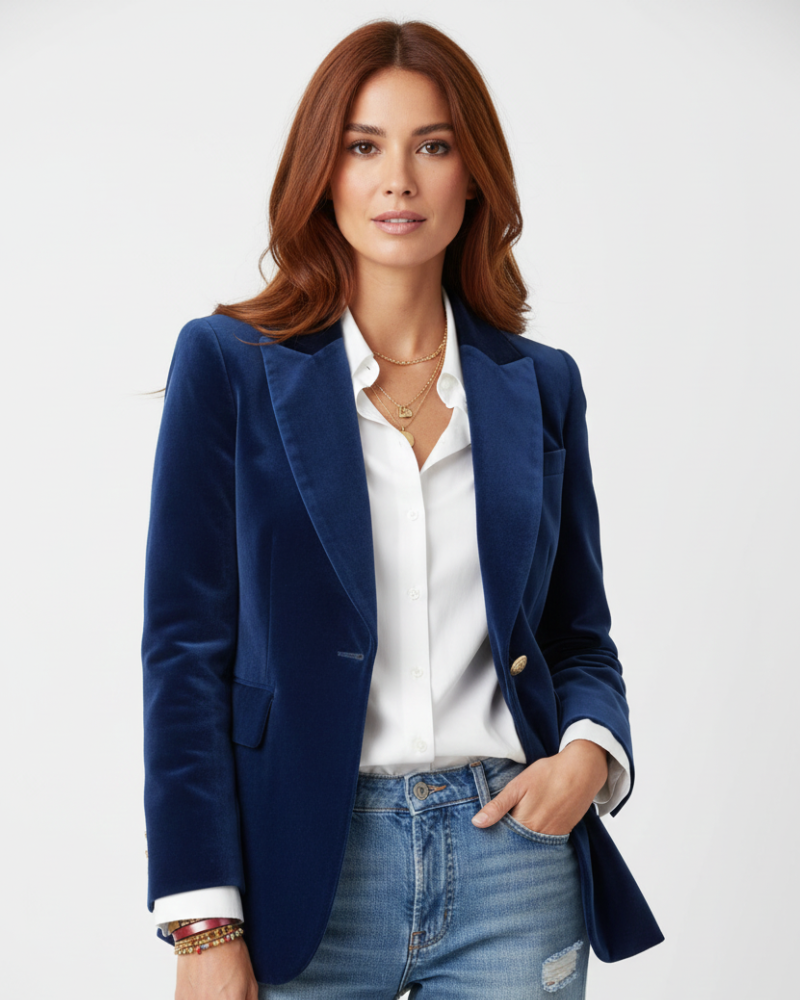 Women’s Single-Button Blazer with Peak Lapels